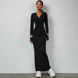 Women Dresses Women Winter Slim-Fit Hood Sports Dress