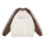 Men Hoodie Letter Gradient Printing Color-Block Crew Neck Sweatshirt