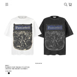 American vintage street T-shirt black summer loose