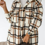 Plaid Trench Coat Spring and Autumn Women's Long Sleeve Plaid Printed