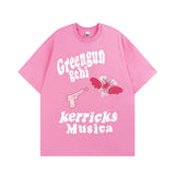 Men T Shirt Retro Alphabet Puff Print Short-Sleeved T-shirt Men's Loose Couple