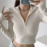 Women T-shirt Autumn and Winter Long Sleeves Knitted Top Women's T-shirt Solid Color Bottoming Shirt