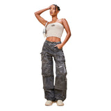 Women Cargo Pants Jeans Women's Stitching Straight