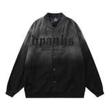 Men Denim Jacket Gradient Embroidered Letter Denim Jacket Loose-Fitting Jacket Top