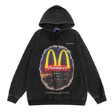 Men Hoodie Letter Hooded Sweater Men's Washed and Worn Long Sleeve Loose Sports