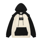 Men Hoodie Color Contrast Patchwork Design Hooded Sweater Men