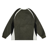Men Hoodie Letter Embroidery Color-Block Crew Neck Sweatshirt Sports Long Sleeve Pullover Top