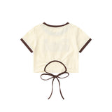 Women T-shirt Letters Embroidered Short-Sleeved T-shirt Girls Summer Casual round Neck