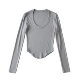 Women T-Shirt Female Spring and Autumn Solid Color Short-Sleeved T-shirt
