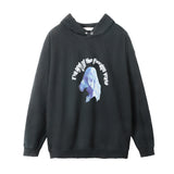 Men Hoodie Distressed Washed Hooded Sweater Autumn and Winter Hooded Top Ins Loose