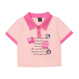 Women T-shirt Polo Collar Short T-shirt Girls Summer Short-Sleeved Top