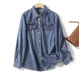 Women T-shirt Denim Shirt Women's Spring and Autumn Loose Casual Top Coat