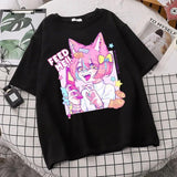Women Oversized T-shirt Kawaii Goth Harajuku Music Girl Prin