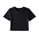 Women T-Shirt round Neck Elegant Ultra Short Short Sleeve T-shirt