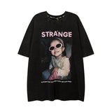 Men T Shirt Vintage Portrait Printing Printed Short Sleeve T-shirt for Men and Women Couple