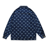 Men's Long Sleeve T Shirt Love Denim Shirt Men's Spring and Autumn Loose Leisure Workwear Long Sleeve