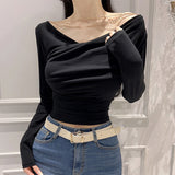 Women Long Sleeve Shirt Short Top