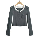 Women T-shirt Short Bottoming Shirt Women's Clothing T-shirt in Contrast Color
