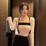 Women Long Sleeve Shirt Multicolor Vest Cardigan Jacket Spring Short Top