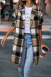 Plaid Trench Coat Women's Lapel Pocket Plaid