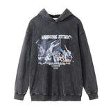 Men Hoodie Printed Hoodie Men's Ins Long Sleeve Loose Distressed Wash