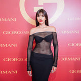 Women Dresses Autumn and Winter Women's Clothing Sexy Sheer Mesh Dress