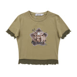 Women T-shirt Short-Sleeved T-shirt Women's Summer Printed round Neck