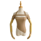 Women T-Shirt Short Sleeve Halterneck T-shirt Top