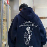 Men Hoodie Hooded Sweater Autumn High Street Pu Shuai Loose Casual Jacket