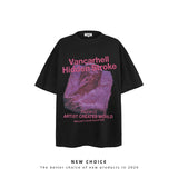 American vintage street T-shirt retro figure statue print men's summer loose half sleeve