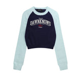 Women Sweater Splicing Knitwear Loose-Fitting Women's Autumn Crew Neck Sweater
