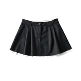 Women Skirt Patchwork Pleated Skirt Women's Summer Mini Skirt