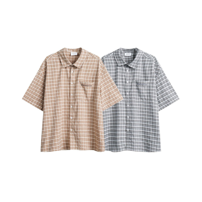 Unisex Jacket Fall Short Sleeve Plaid Shirt Women's Clothing