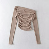 Women T-Shirt Long-Sleeved T-shirt Women's Stretch Solid Color Bottoming Shirt Autumn