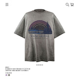 American vintage street T-shirt men's and women's loose washed half-sleeved top