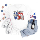 National Flag Day T Shirts Summer round Neck T-shirt Women's Short Sleeve Independence Day Women