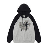 Men Hoodie Heart Spider Web Printed Hoodie