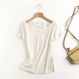 Women T-Shirt T-shirt Women's Summer off-the-Shoulder T-shirt