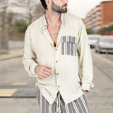 Men's Shirt Men's Summer Stitching Lapel Casual Shirt