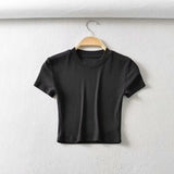 Women T-Shirt Spring Slim-Fit Short-Sleeved round Neck T-shirt