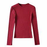 Women T-shirt Fall Women's Clothing Bottoming Shirt round Neck Long Sleeve T-shirt for Women