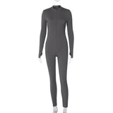 Women Jumpsuit Women's Clothing Spring Zipper Slim Fit Long Sleeve Jumpsuit Women