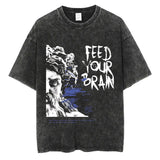 Men Fashion Washed T Shirt Commemoration of the statue