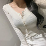 Women Long Sleeve Shirt Buttoned Bottoming Shirt Skinny Slimming Cardigan Long Sleeve Women