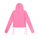 Women Long Sleeve T-Shirt Hooded Long Sleeve T-shirt Women's Spring and Autumn Solid Color Casual