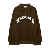 Men Hoodie Sheep Printing Lapel Sweater Boys Spring and Autumn Half Zipper Polo Shirt