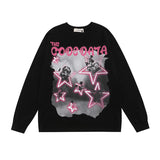 Men Long Sleeve Shirt Printed Vibe Style Long Sleeve Bottoming T-shirt Men and Women All-Matching Loose