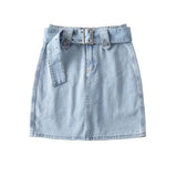 Women Skirt Short Belt Denim Skirt