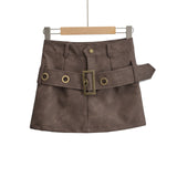 Women Skirt Tooling Style Skirt Short Leather Skirt