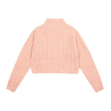Women Sweater Short Knitted Open XINGX Zip Autumn Sweater Coat